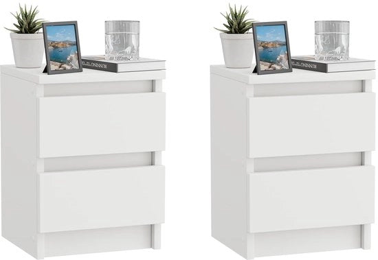 Set di 2 comodini - Bianco - Costruzione robusta