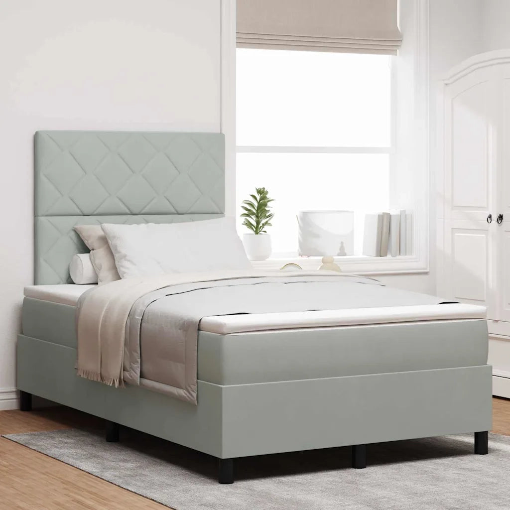 Letto a molle con materasso Grigio chiaro 120 x 190 cm Velluto 3339884