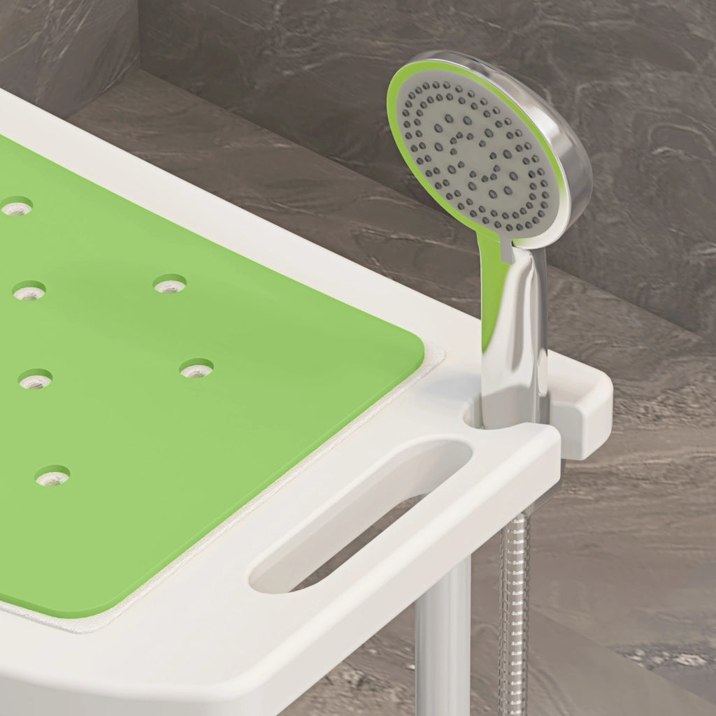 Sgabello da Doccia Altezza Regolabile 6 Livelli 39-52 cm in Lega di Alluminio e Plastica Antiscivolo Verde