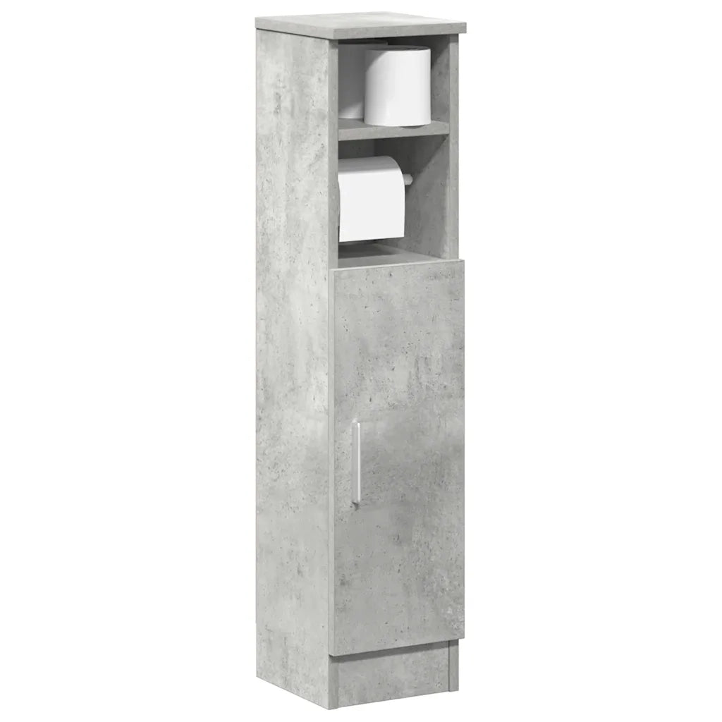 vidaXL Mobile da Bagno con Portarotolo Grigio Cemento 20,5x22x90 cm