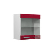 Vicco Pensile universale Rosso bordeaux lucido 60 cm con ante in vetro