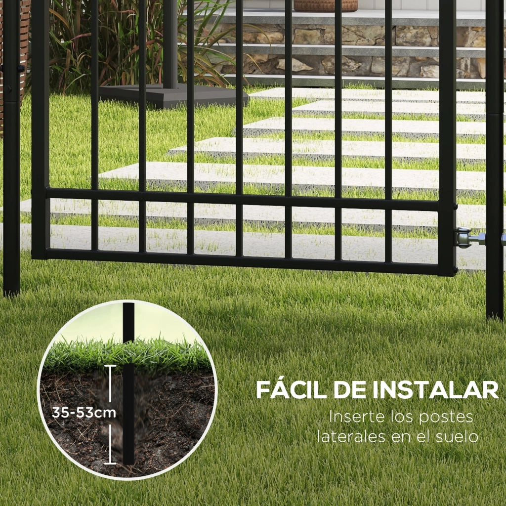 Porta da Giardino in Acciaio Galvanizzato con Decorazione a Frecce ¨C Zephmum ¨C Nero 107x204 cm
