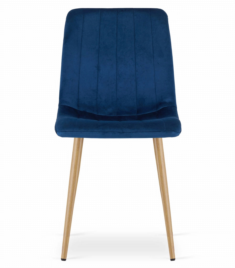Sedia VALORA JEWA - Moderna in velluto blu navy con gambe color legno