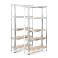 Set 2x scaffali a incastro per carichi pesanti 180x90x30cm Max 875kg l’uno Acciaio 5 ripiani