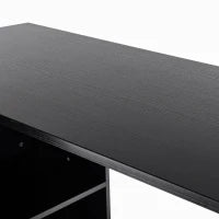 Scrivania Angolare per PC con 2 Cassetti e Ripiani Aperti, Scrivania ad Angolo Forma a L in Legno e Metallo, 117x83.5x76 cm, Nero