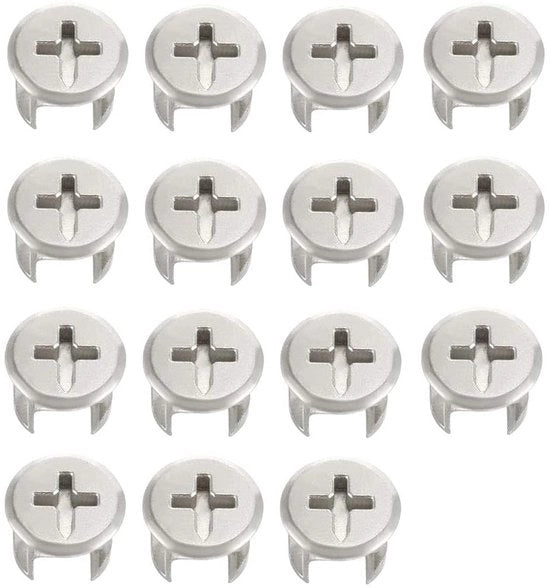 Connettori in acciaio inox 12 mm - 15 pezzi - Accessori per mobili - Robusti e resistenti - Adatti per armadi - Connettori per mobili