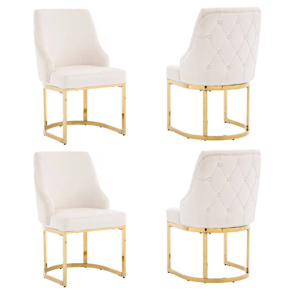 SEDIA da pranzo set 4 pezzi 59x55x89 cm velluto Beige e Oro