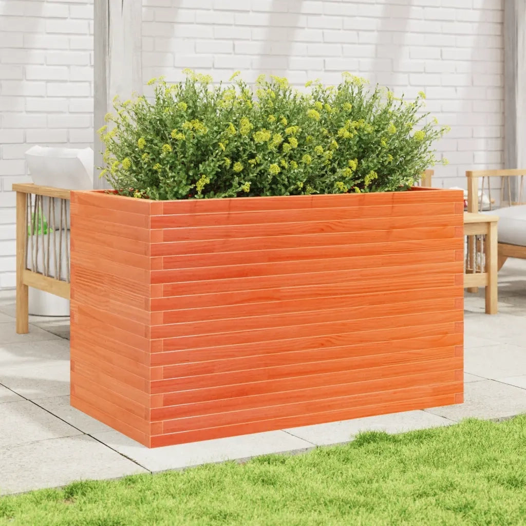 Fioriera Giardino-Vaso da Esterno-Contenitore per Piante Marrone Cera 110x60x68,5 Legno Massello Pino
