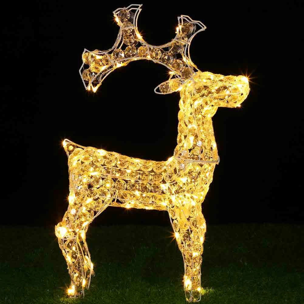 Renna Natalizia Luminosa 3D in Cristalli Acrilici 200 LED Bianco Caldo H. 90 cm