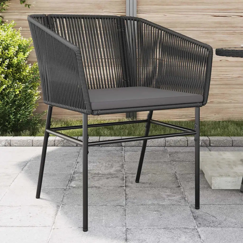 Sedie da Giardino con Cuscini 2 pz | Sedie da Esterno Nere in Polyrattan