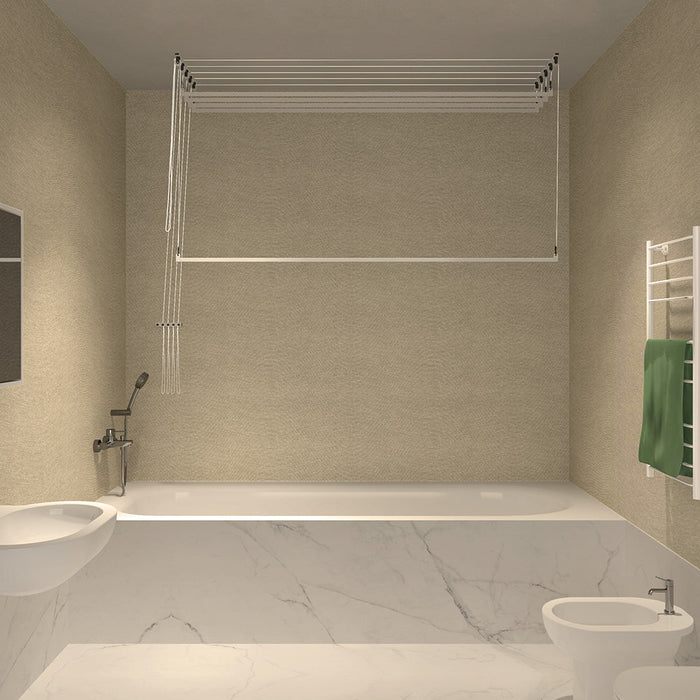 Stendibiancheria da Soffitto Salvaspazio per Interni e Esterni con 5 Aste da 180cm (altezza soffitto 270 cm) Stendinik