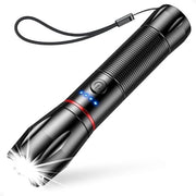 Lanterna Militare LED Ricaricabile - Ultra Potente - Struttura in Alluminio Resistentissimo - Zoomabile - 1800 mAh - Ideale per Kit di Emergenza e Pacchi di Necessità