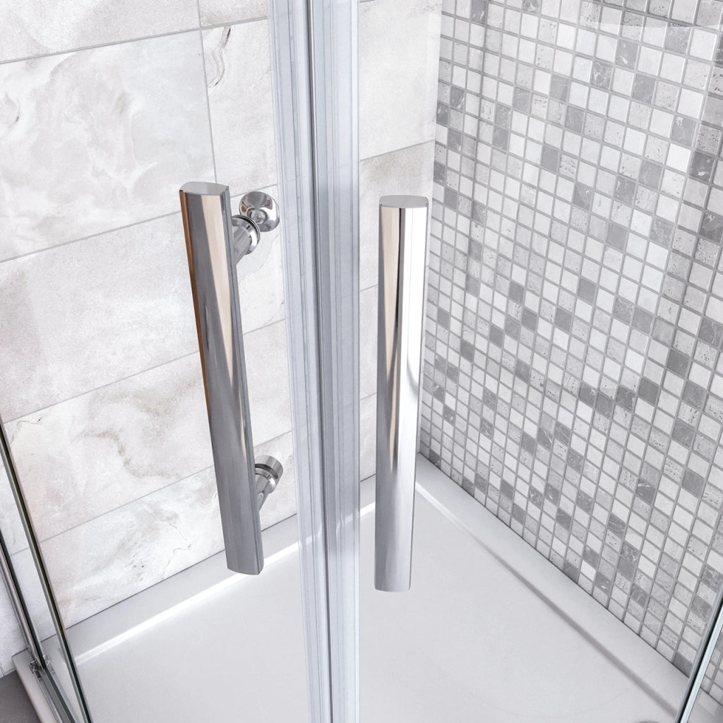 90x90x195 cm Box Doccia Semicircolare Porte Battenti e Pieghevoli Vetro Temperato 6mm Anticalcare Trasparente Cromo Piatto Doccia incluso