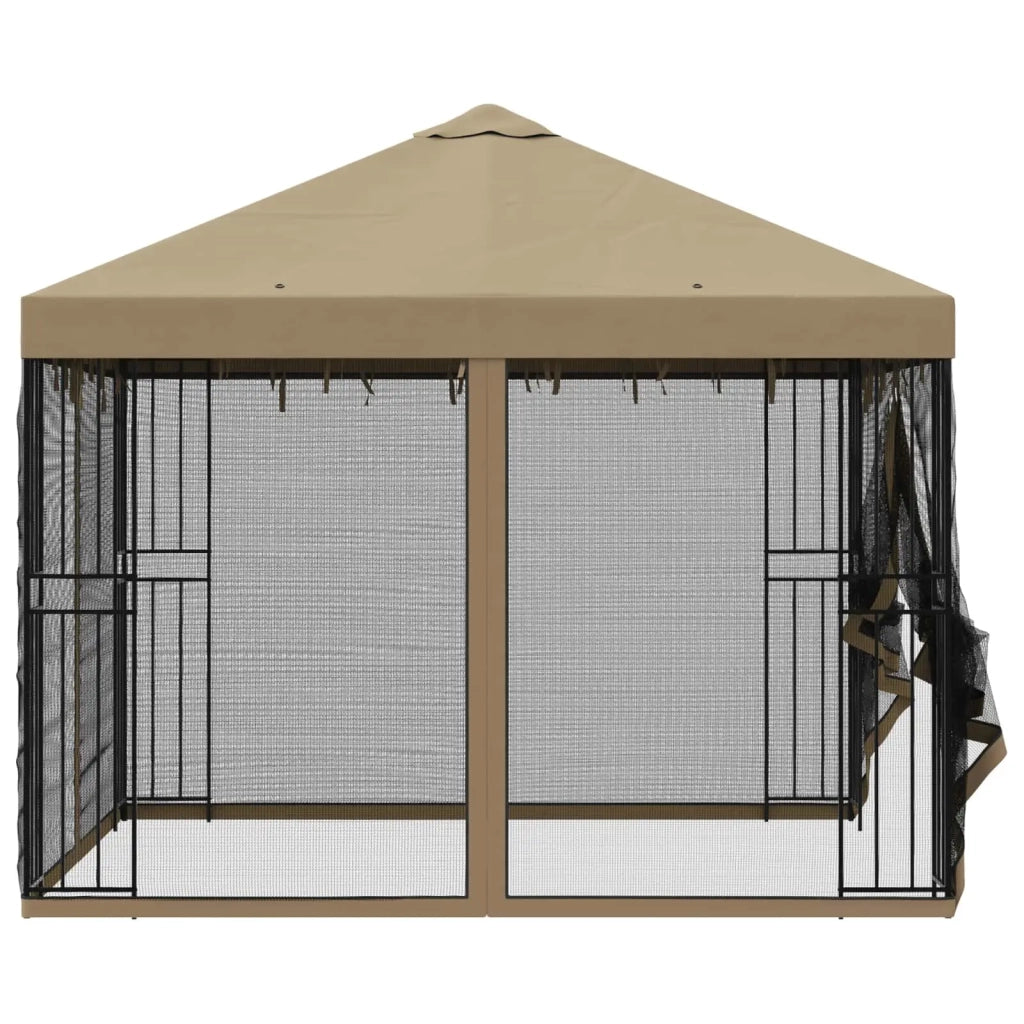 Gazebo da giardino con pareti laterali 3 x 3 m Beige