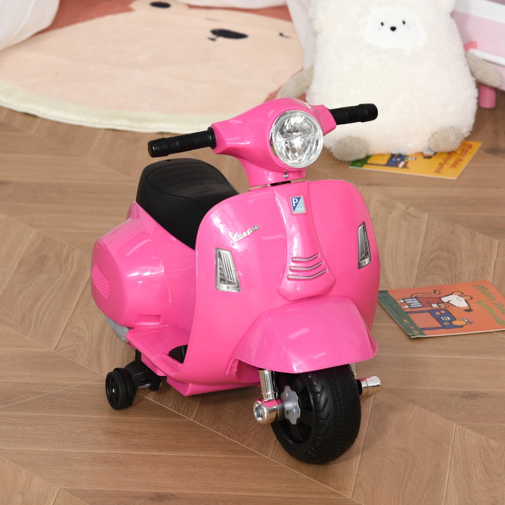 Moto Elettrica Vespa Bambini 18-36 Meses 6V con Faro e Bocina ¨C ZephMum ¨C Rosa 66.5x38x52 cm