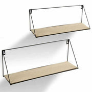 Trade Shop - Set 2 Mensole Parete Rettangolare Mensola Scaffale Metallo E Legno 2 Misure -