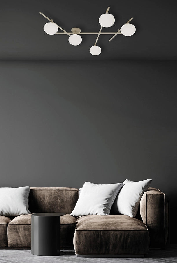MIKADO LAMPADA DA PARETE O SOFFITTO 5 LUCI CIPRIA E BIANCO OPACO ATTACCO G9