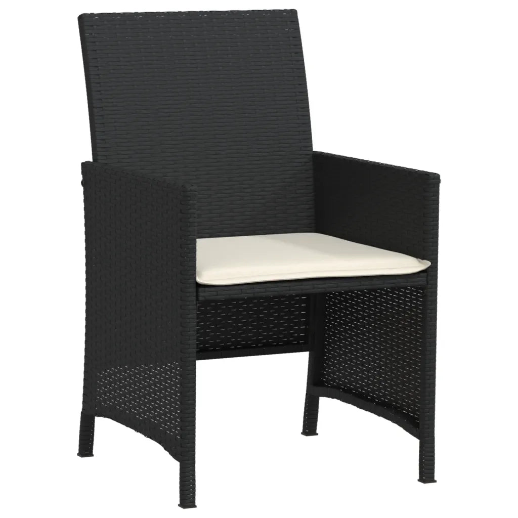 Set da Bistr¨° 3 pz | Set Salotto da Giardino con Cuscini Nero in Polyrattan