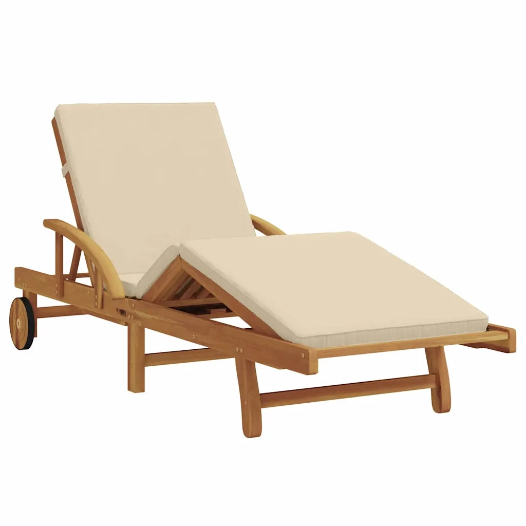 Lettino da sole Beige 200 x 67 x 84 cm Legno di Acacia Massello 4105529