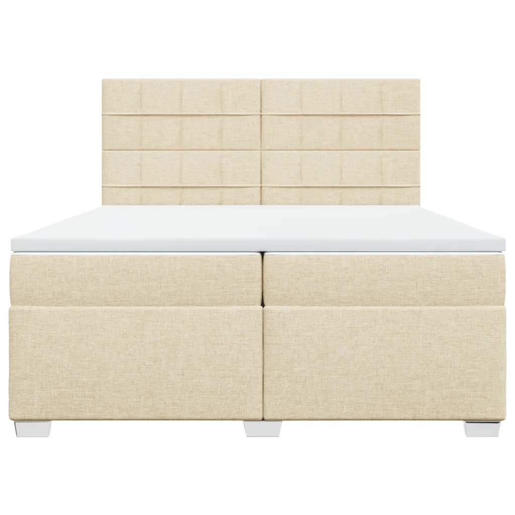 Giroletto a Molle con Materasso Crema 200x200 cm in Tessuto 3290600
