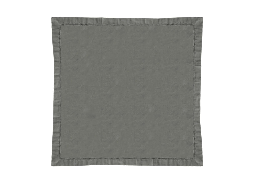 Tovaglia Cucina Soggiorno In Cotone Con Orlo A Giorno In Tinta Unita Ajour - 85x85cm - Grigio Scuro
