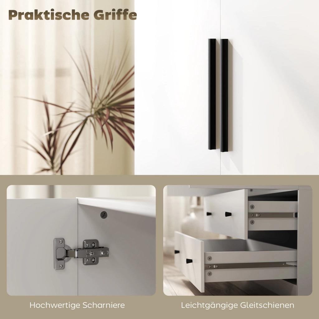 Armadio a 2 Ante con Appendiabiti e 2 Cassetti ¨C Zephmum ¨C Bianco MDF 120x200x50