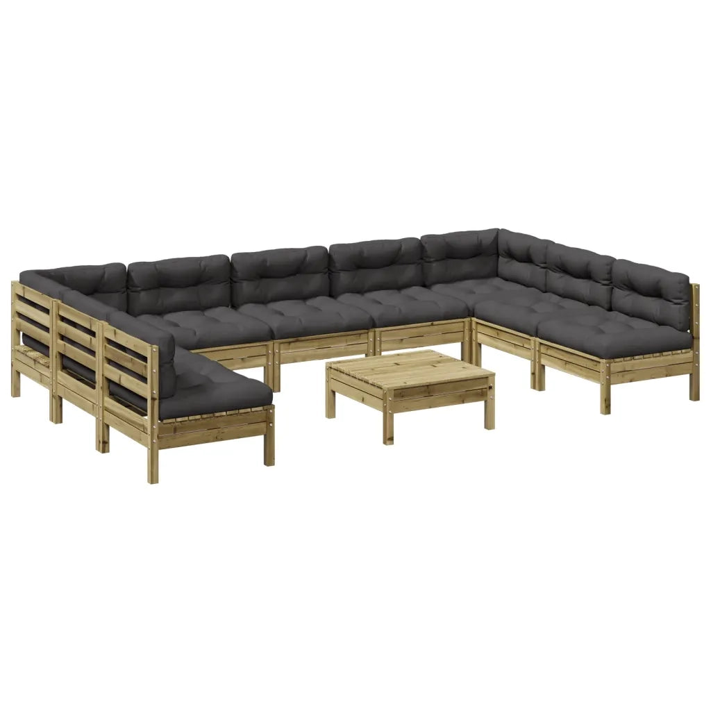 Set Divani Giardino 10 pz con Cuscini Legno Impregnato di Pino 3299602
