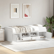 Divano Letto con Cassetti senza Materasso Bianco 90x200 cm