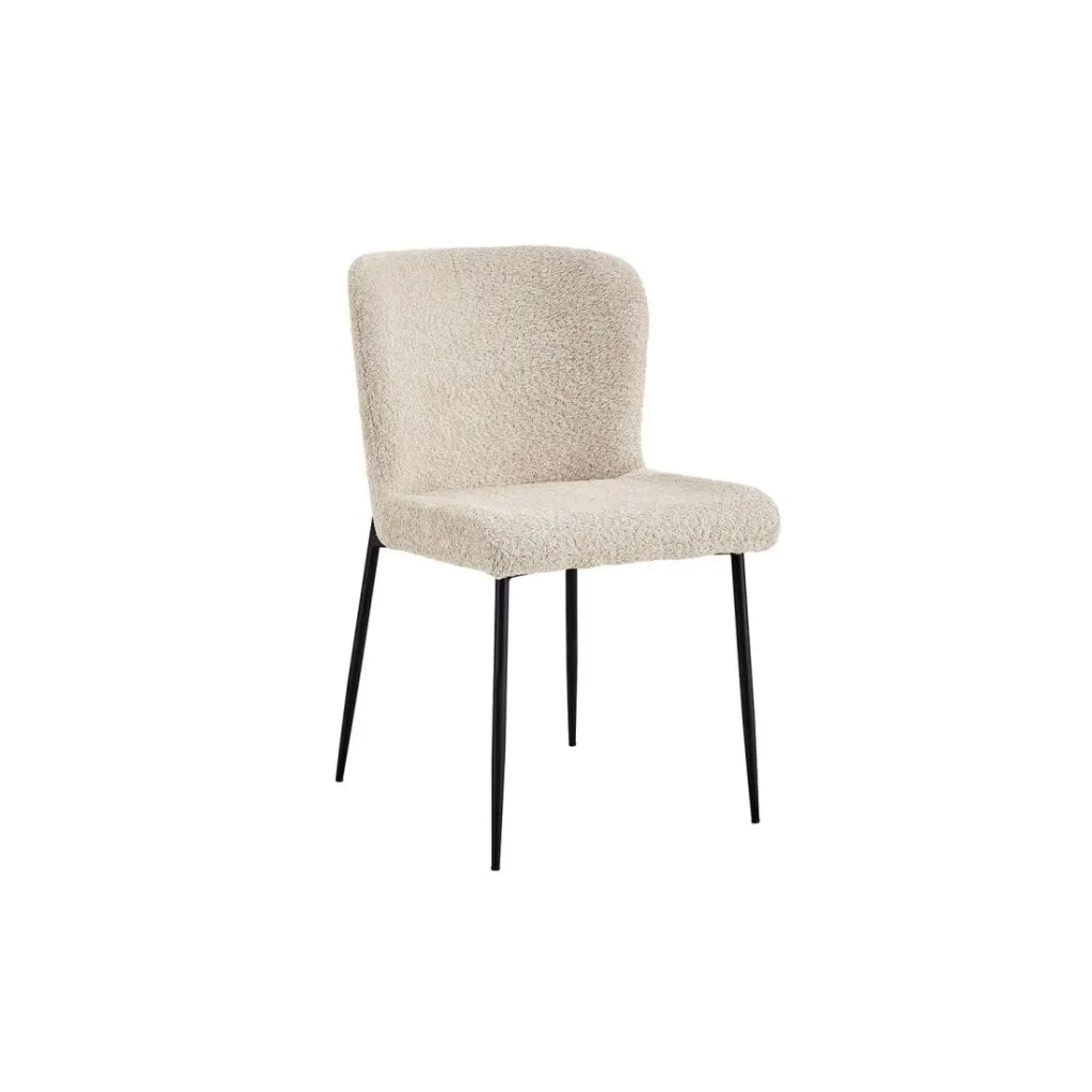 Sedia rivestita in Bouclé per sala da pranzo colore Beige. Collezione LISE