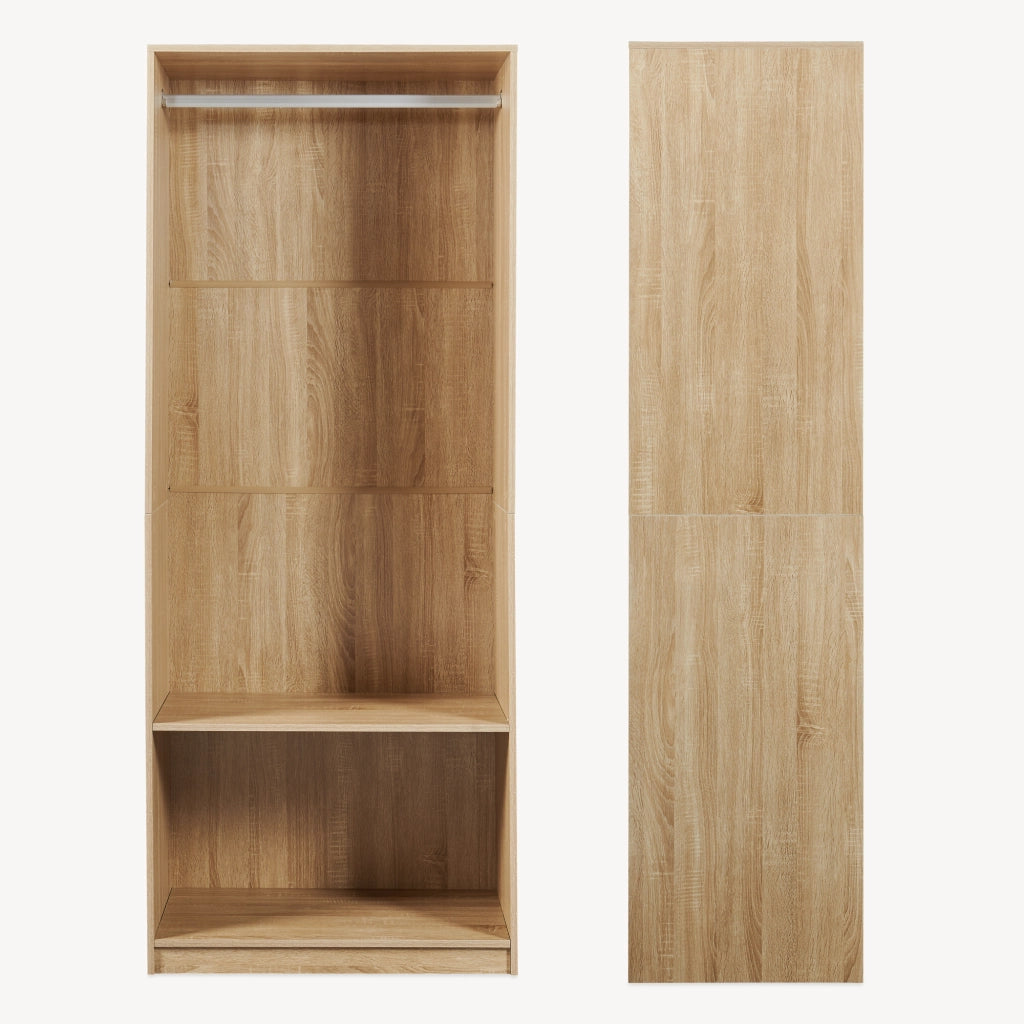 Armadio Aperto Vippsaki Guradaroba con Barra Appendiabiti 200 x 80 x 50 cm - Effetto Rovere [en.casa]