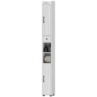 Mobiletto da bagno alto a colonna con 2 ante, cassetto e ripiani regolabili, 20x20x185 cm, Bianco