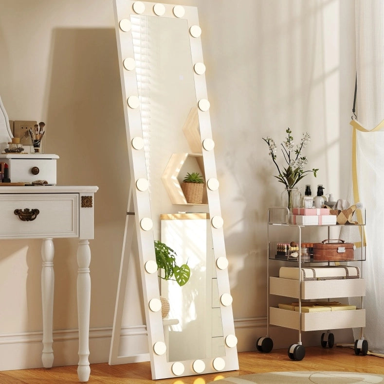 Specchio a figura intera ULEVR 150x40 cm con 24 luci, 3 tonalit¨¤ e luminosit¨¤ regolabile, bianco