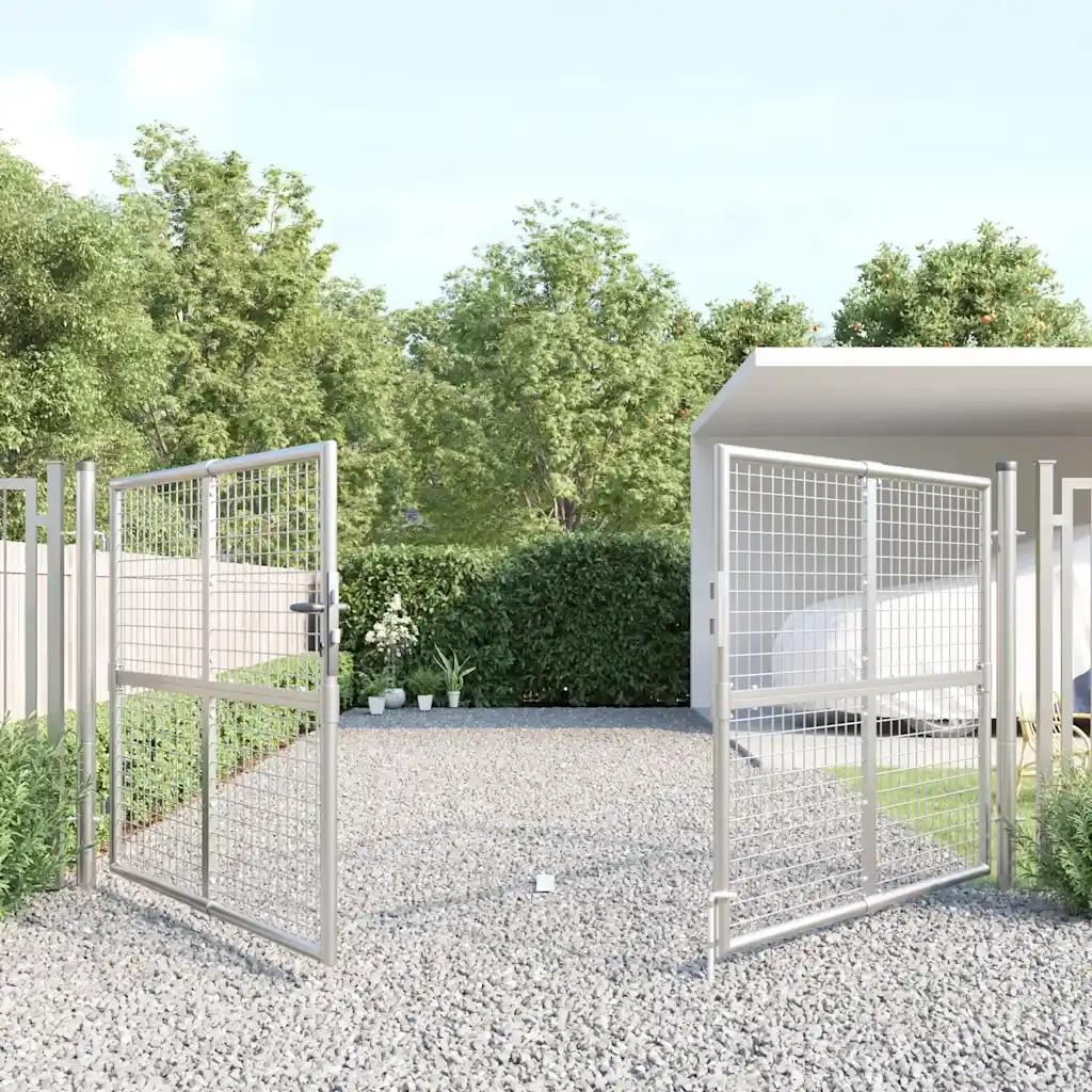 Cancello da Giardino in Rete Argento 300x125 cm in Acciaio Zincato 154531