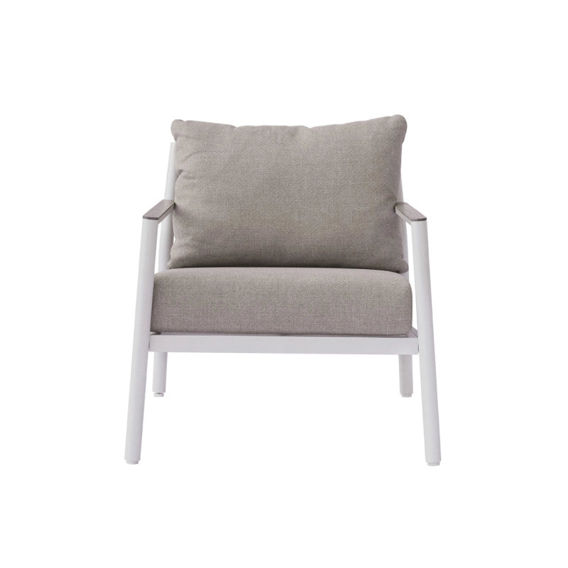 Salotto Cadice Alluminio Bianco Bracciolo Effetto Legno Moia