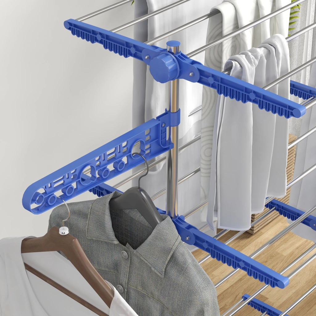 STENDIBIANCHERIA mobile pieghevole con 6 ruote in acciaio blu