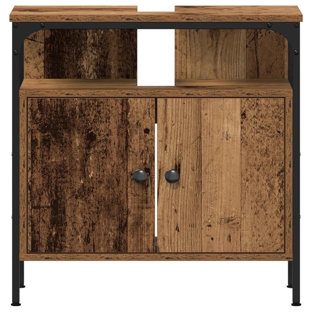 Set di mobili per il Bagno | Armadio da bagno 2 pz Marrone Legno multistrato