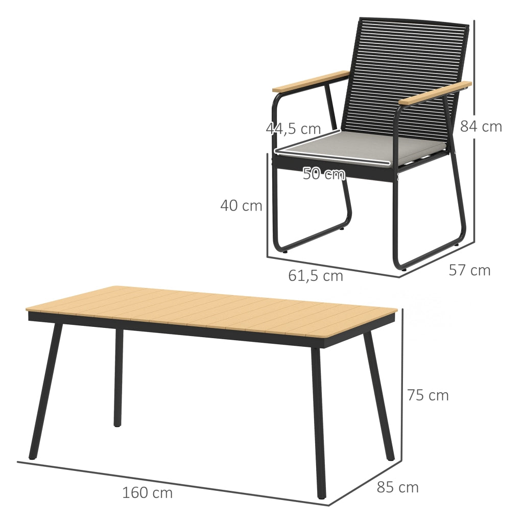 Set tavolo e sedie da pranzo per 6 persone ¨C Xylo ¨C 7 pezzi metallo legno naturale nero