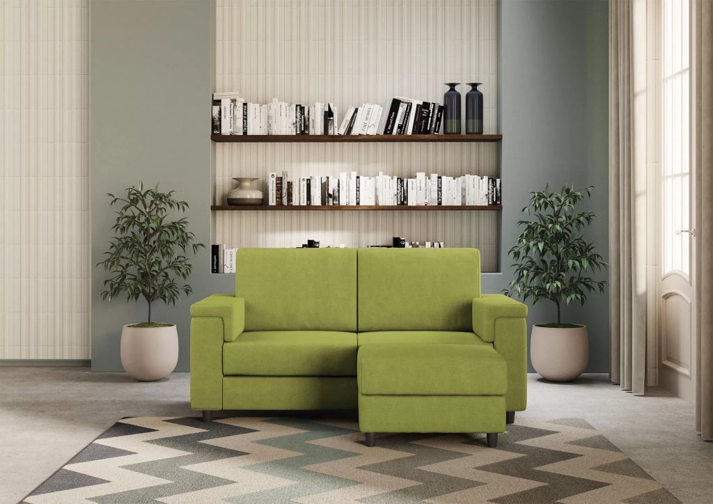 Divano marrak 2 posti (due sedute da 60cm) + pouf misure esterne l.148 p.155 | verde - Mobili 2G