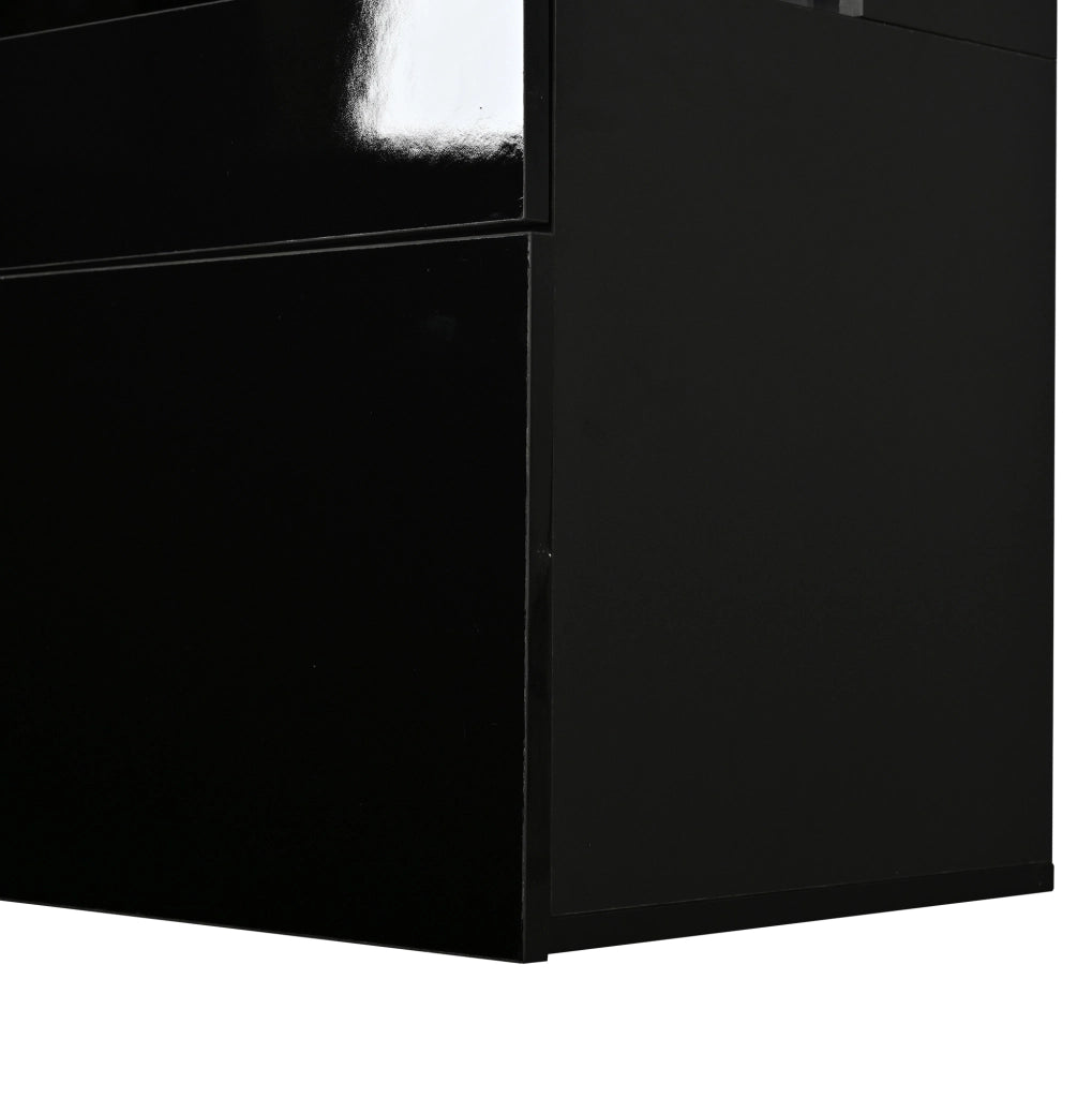Credenza da soggiorno nera con illuminazione LED