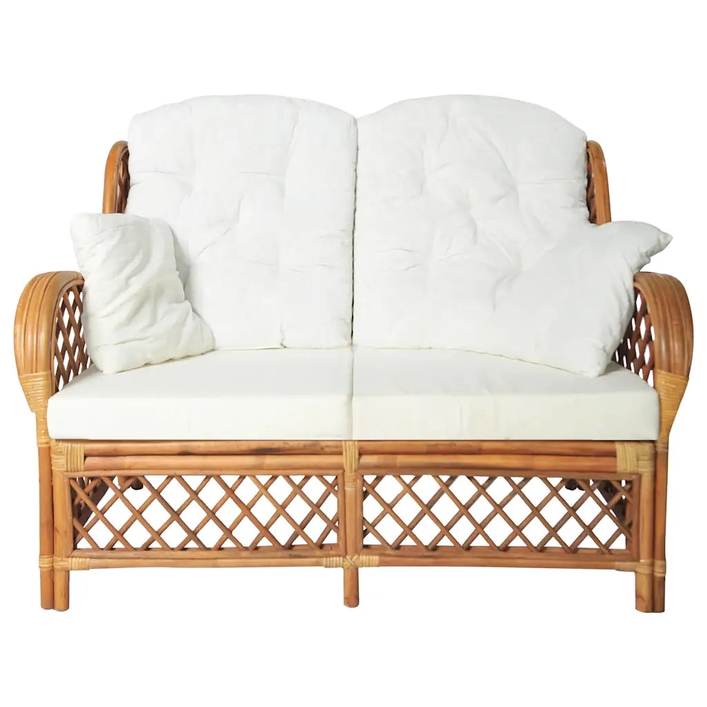 Divano a 2 Posti Marrone Chiaro in Rattan 325474