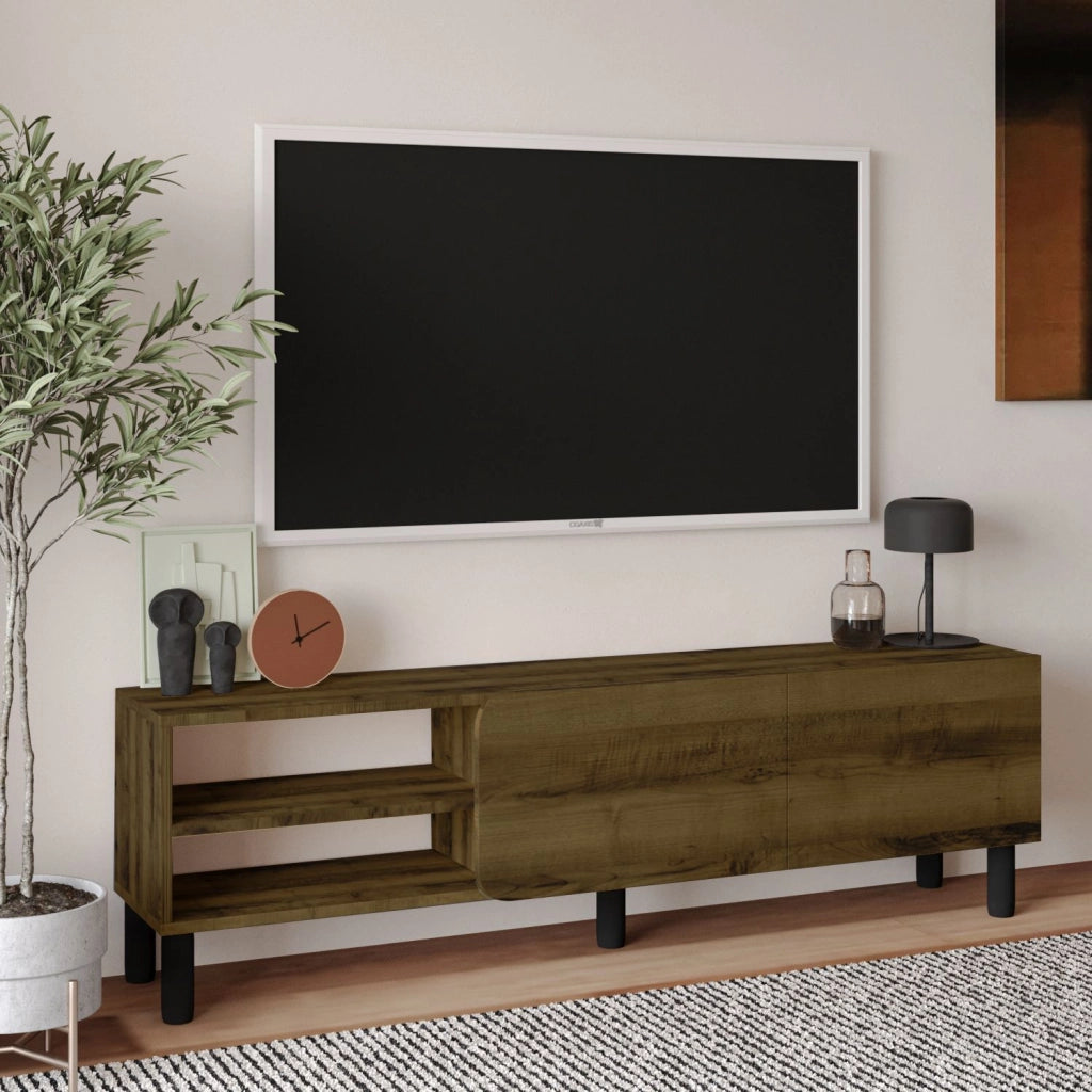 Porta TV in legno "River" - 150 x 31,4 x 48,2 cm - Noce antico