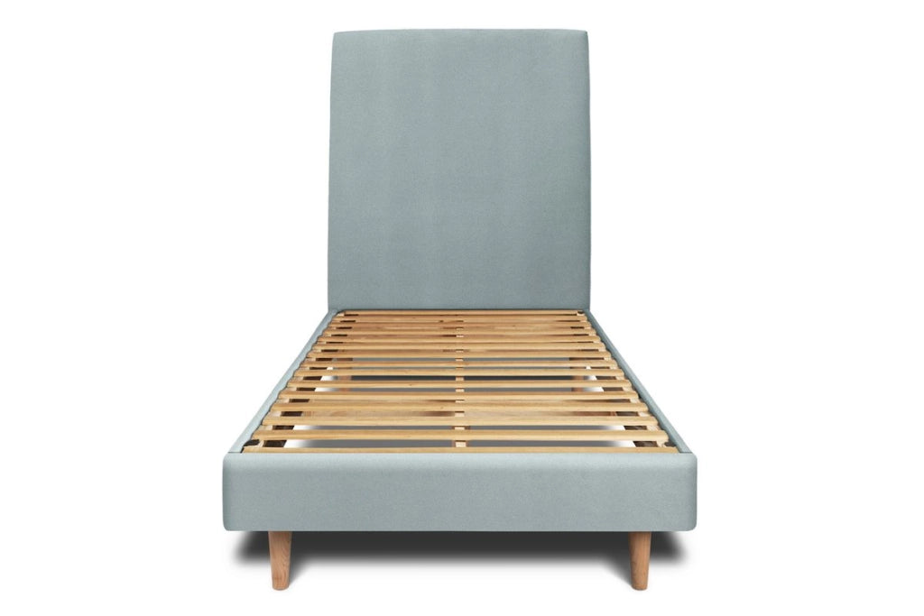 Letto 90x190 cm con testata imbottita - Tessuto velluto