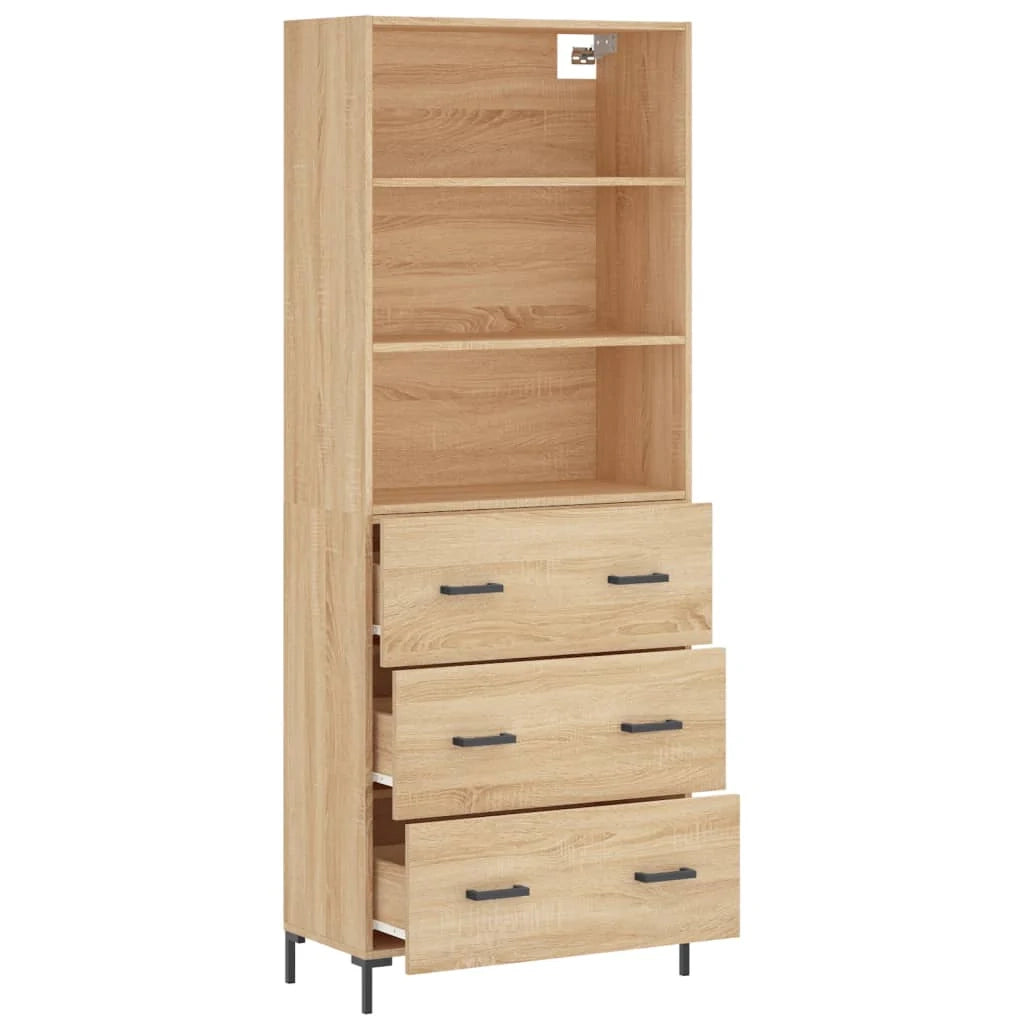 Buffet credenza cassettiera armadio mobile contenitore organizer cucina soggiorno salotto rovere Sonoma alto 69,5 x 34 x 180 cm legno ingegnerizzato marrone 02_0034186