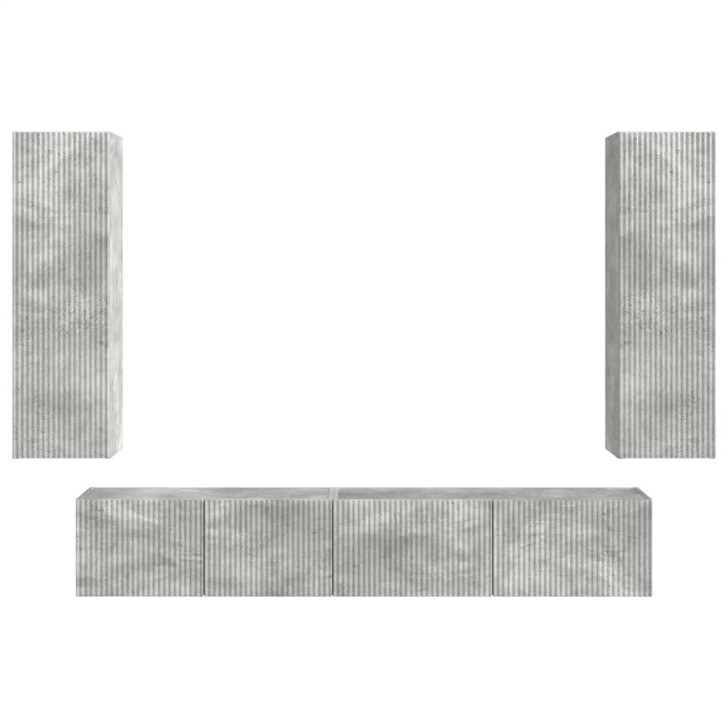 Set mobile TV 3 pz-Credenza per TV Grigio cemento Legno multistrato 412611