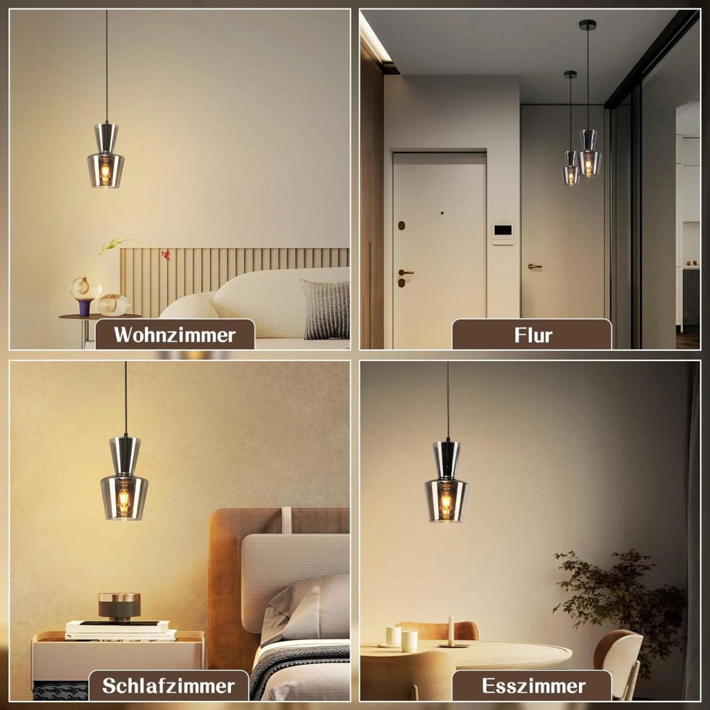 Lampada a Sospensione ZMH 1 luce grigio fum¨¦ E27 per sala da pranzo e camera da letto d¡®albergo