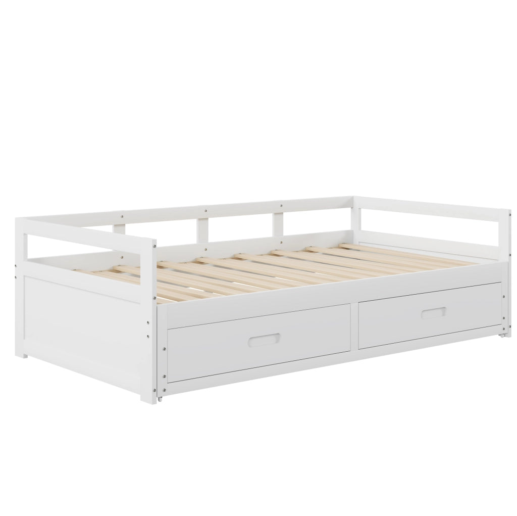 Divano letto estraibile 90/180x200 cm con 2 cassetti; in legno di pino