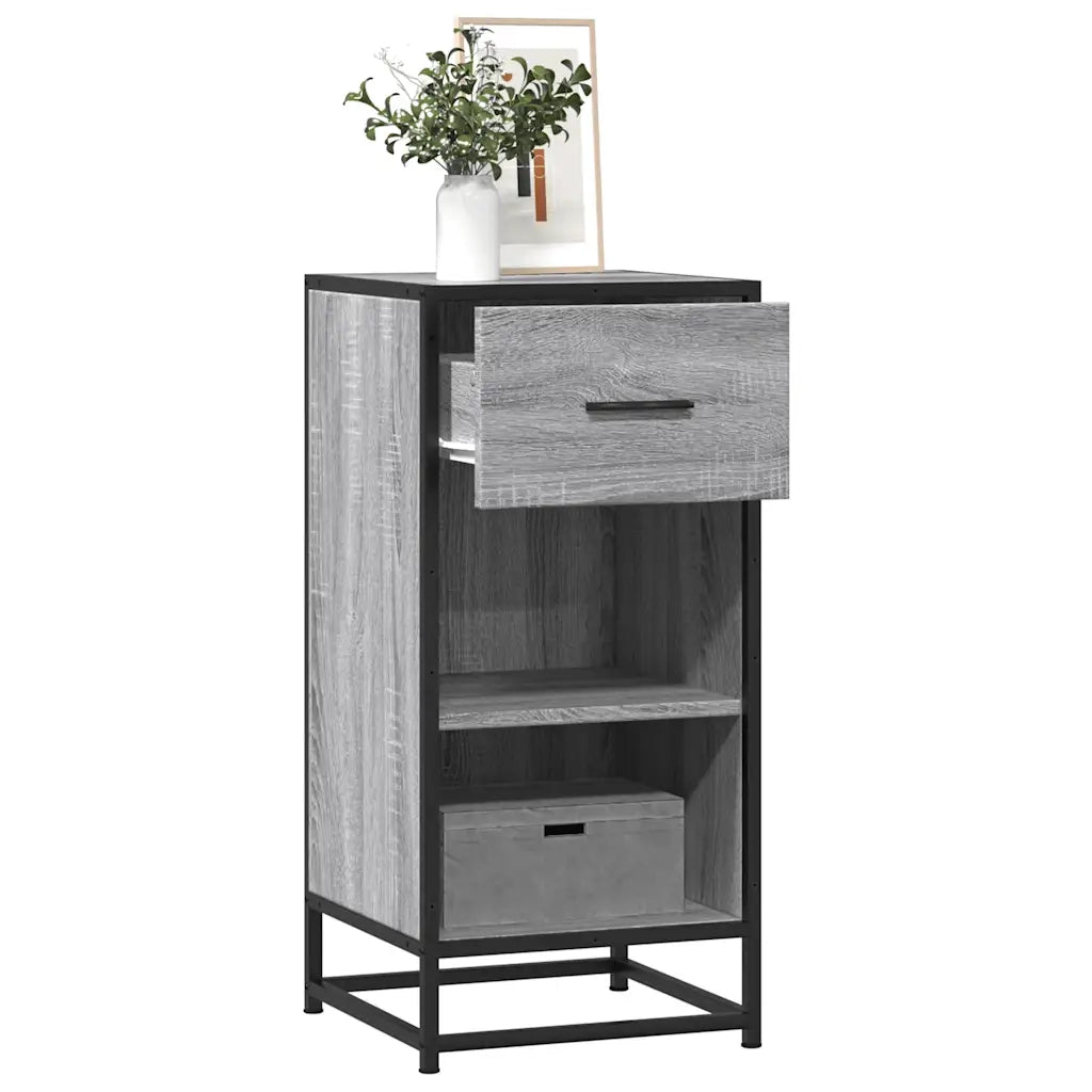 Credenza Grigio Sonoma 35,5x35x76 cm in Truciolato e Metallo 848957