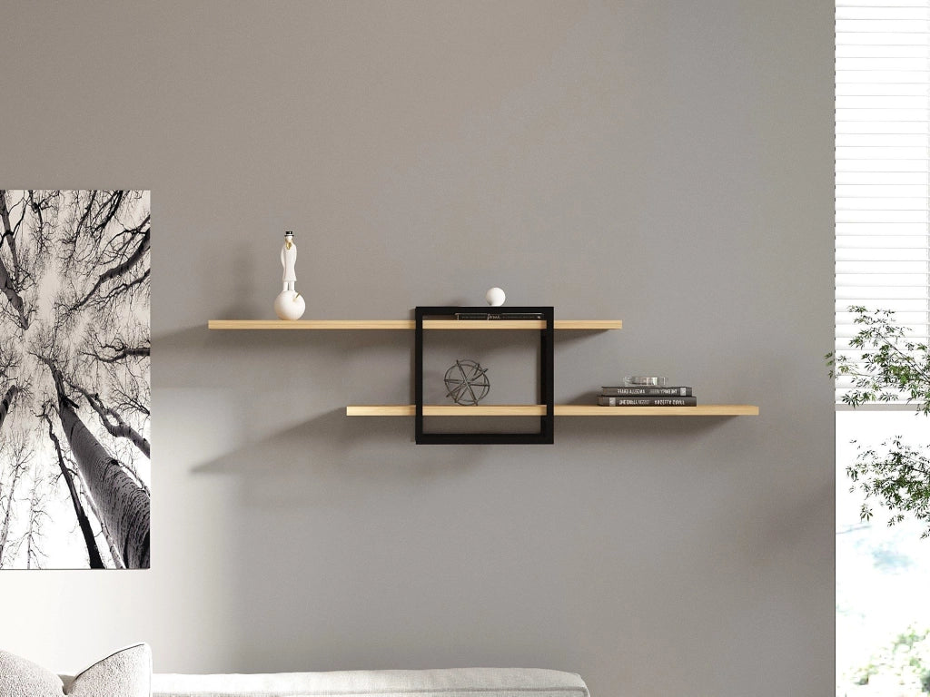 Olivadi, Mensola 2 Ripiani, 120x18x30h cm Marrone Rovere Chiaro