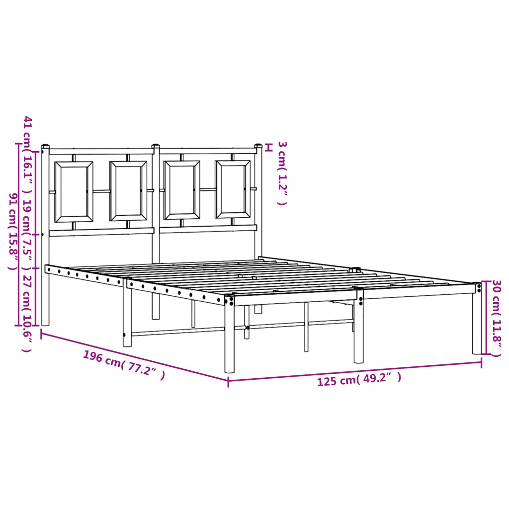 Giroletto con Testiera in Metallo Nero 120x190 cm 374238