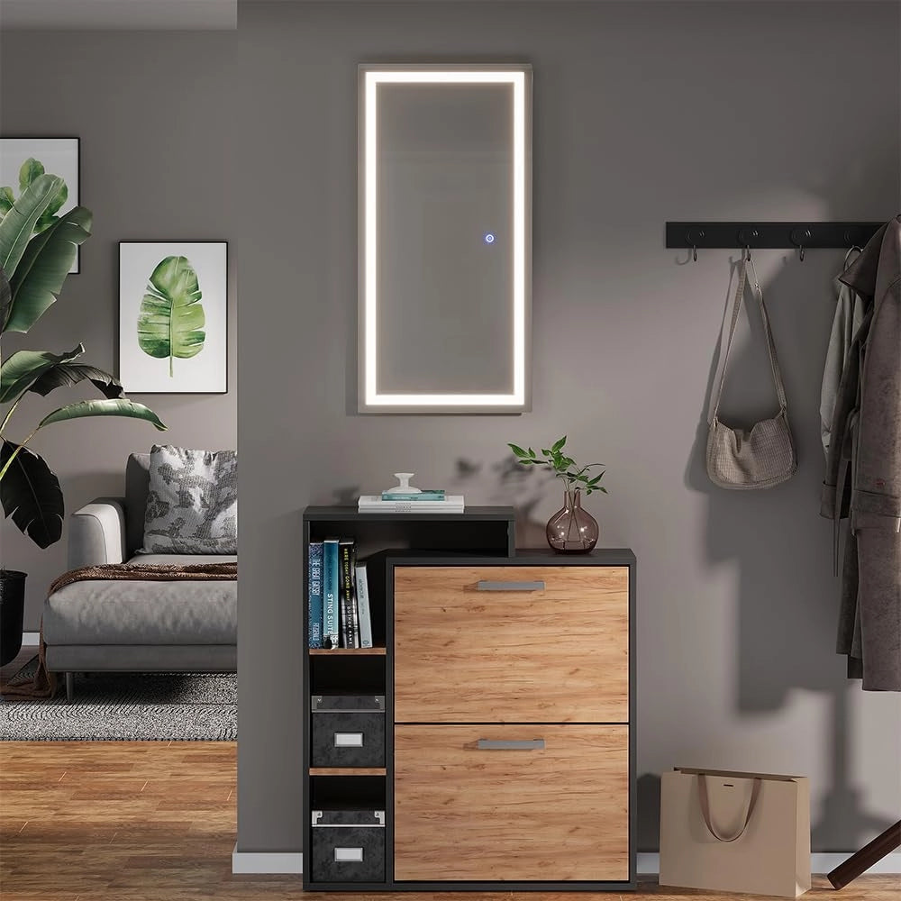 Specchio bagno Miral, Vetro, 40 x 80 cm con illuminazione frontale